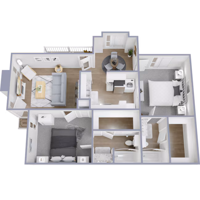 2 Bed 2 Bath B1 B1916 floor plan